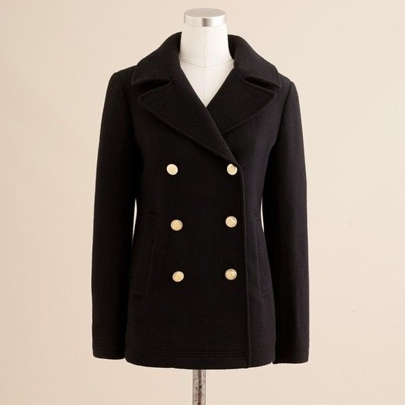 J. Crew Jackets & Blazers - J. Crew Majesty Peacoat Stadium Cloth Black Wool Women’s Plus Size 14